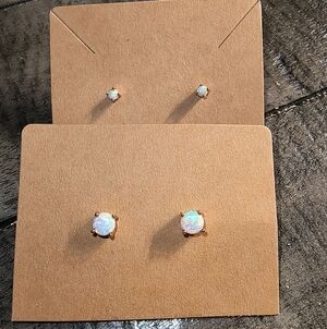 Set Of 2 Opal Stud Earrings